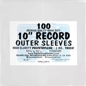 100팩 10인치 78rpm 투명 비닐 레코드 외부 슬리브 튼튼한 3밀 고클레어 폴리에틸렌 플러시 컷 앨범 커버의