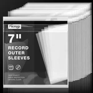 비닐 레코드용 Facmogu 100PCS 7인치 슬리브 45RPM 보호 앨범 커버용 아우터 LP 컬렉션 프로텍션용 7.4인치