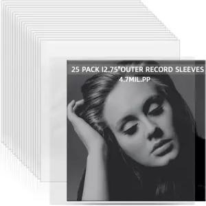 25 투명 비닐 레코드 슬리브 외부 - 게이트폴드/더블 LP용 470만 중장비 보호 12.75 x12.75 앨범 정전기