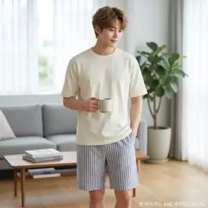 [롯데백화점]비비안 선염 스트라이프 면 남성 홈웨어 이지웨어 바지-BS(EZ2979B)