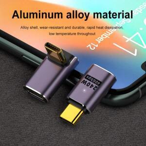USB4.0 40Gbps U자형 직각 240W 5A USB C to Type  충전 컨버터 데이터 어댑터 맥북 호환용 8K60HZ