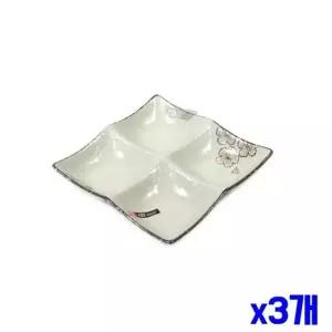 [골드스마일]bns 플라워 4칸 나눔접시 18cm x3개 그릇 반찬접시 식기류