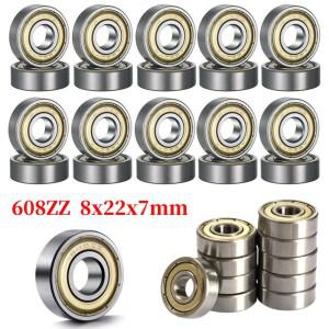 탄소강 미니 소형어처 베어링 608ZZ 볼 엘리베이터 롤링 밀 보트 파도용 20x 단일 열 8x22x7 ABEC-7