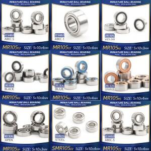FUSHI MR105 ZZ 베어링 5x10x4mm 10Pcs RS 산업용 모터 용 오픈 핸드 피스 고속