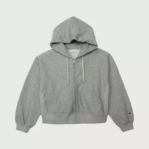 champion 여성 리버스위브 스몰 로고 루즈핏 후드 집업 Oxford Grey
