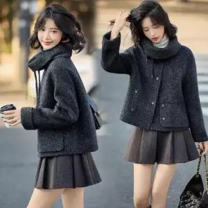 여성 울 모직 가을 모직코트 워머 코트 넥 admr3