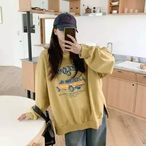 [하프클럽/옷자락]여자 캐주얼 옆트임 면혼방 여유핏 긴팔 맨투맨