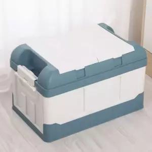 멀티수납 2단 접이식 트렁크 정리함 + 차량용 ( ) (40L) (화이트+블루) 화이트 블루