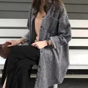 가을재킷 여성 외출 아우터 루즈핏 스타일 코듀로이 롱 셔츠