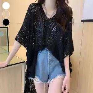 비키니가디건 브이넥 니트 언발 비치커버업 ELC-9027