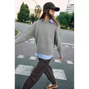 ZARA 커프스 밑단 조거 팬츠 - 그레이 브라운 258401
