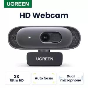 [호환] UGREEN USB 웹캠 2K HD 미니 웹캠, 노트북 컴퓨터 웹 카메라용 듀얼 마이크, 유튜브 줌 화상 통화용