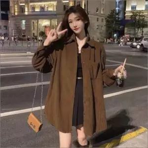 [텐바이텐]골덴 데일리 남방 여자 롱 셔츠 코듀로이 루즈핏 2컬러