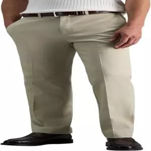 해거 남성용 프리미엄 노 언 카키 스트레이트 핏 플랫 프론트 캐주얼 팬츠