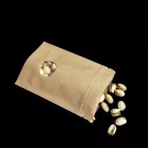커피봉투 크라프트 지퍼스탠드 둥근 창봉투 15X22 밑8cm 100매