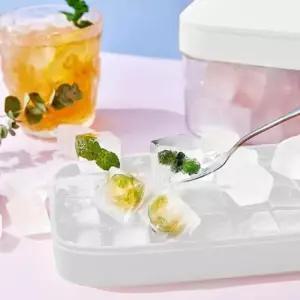 사각형 홈카페 식약처인증 위생실리콘 얼음트레이 ICE 보관통