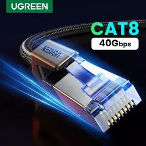 [호환] UGREEN CAT 8 이더넷 케이블 고속 브레이디드 40Gbps 2000Mhz 네트워크 랜 코드 RJ45 실드 실내용