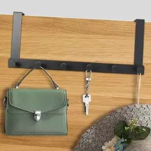 6구 도어 후크 44x18cm 블랙 문걸이행거 옷걸이 방문 문옷걸이