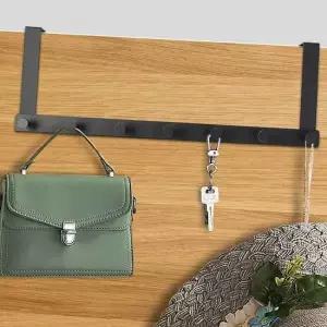 7구 도어 후크 52x18cm 블랙 방문 긴도어행거 문옷걸이