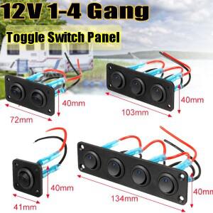 12V 1-4 범용 토글 스위치 패널 USB 자동차 보트 해양 RV 트럭 블루 LED 링 액세서리 마린 로커
