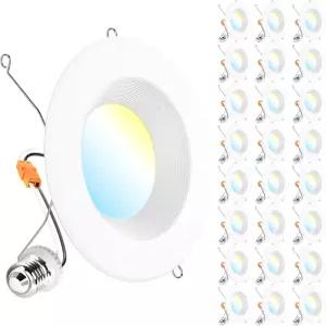 Sunco 24 팩 리트로핏 LED 오목 조명 6인치 천장용 다운라이트 캔 1050 LM 2700K/3000K/3500K/4000K/5000K