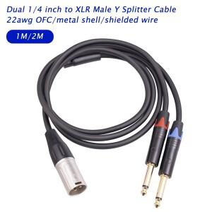 XLR 수-듀얼 6.35mm 수 케이블 어댑터  XLR-듀얼 1/4 인치 TS 모노 Y 스플리터 플러그 와이어  마이크 믹서