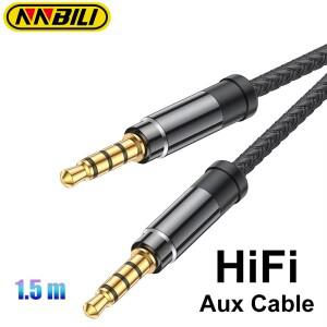 NNBILI 3.5mm 오디오 1.5M 잭 케이블 나일론 브레이드 자동차 AUX 헤드폰 확장 코드 휴대폰 MP3 헤드셋 스
