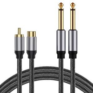 CD 앰프 스피커 기타 AV 수신기용 RCA 1/4 인치 오디오 케이블  금도금 구리 6.35mm TS 모노 수 잭 패치 코