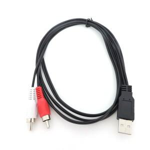 1.5 미터 USB A 2.0 남성 2 Rca AV 플러그 변환기 커넥터 어댑터 전원 케이블 와이어 PC TV AUX 오디오 비