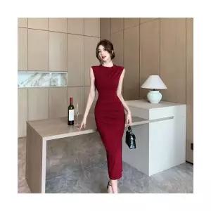 마이진 여성용 원피스 스커트 하계 슬림핏 주름 기품있는 여름원피스 허리조임 펜슬 하객 랩 프렌치 ADOR2