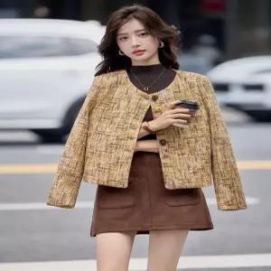 하프 가을 여자코트 트위드 쇼트 코트 원템3
