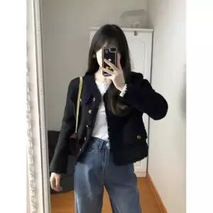 블랙 하프 여자코트 봄가을 숏 보이시한 트위드 스몰 코트 톱 추동 트렌치 원템3