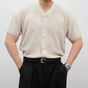 [텐바이텐]남자 머슬핏 여름니트 브이넥 반팔 린넨 가디건