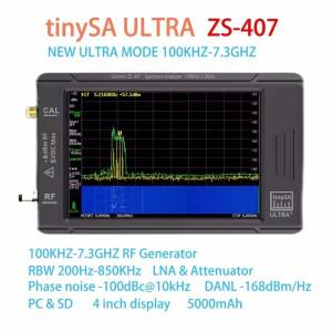 2025 휴대용 소형 스펙트럼 분석기, TinySA 울트라 플러스 ZS407, 3.95 인치 터치 스크린 내장 배터리, 7.3