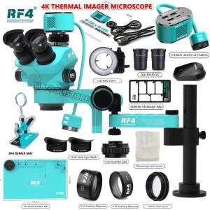 RF4 스테레오 삼안현미경 360 ° 회전 관절형 암 스탠드 전화 납땜 PCB 수리 4K C39 열화상 카메라