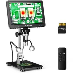 TOMLOV HDMI 디지털 현미경 7 ''DM9 Pro IPS 스크린 1200X 전체 동전보기 16MP 전문 납땜