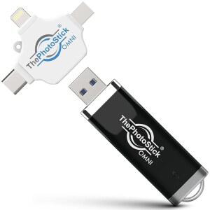 [미국배송] 아이폰호환 ANDROID MAC 및 PC용 128GB USB 플래시 드라이브 메모리 스틱 U2013 자동 사진 비디오 백업을 위한 포토스틱 옴니 멀티포트 연결로 파일을 쉽게 저장하고 전송할 수 있습니다