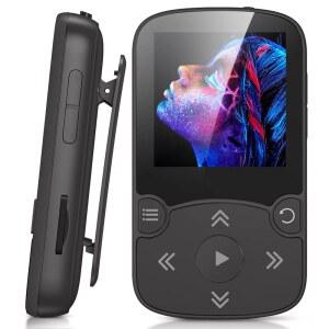 [미국배송] 클립이 장착된 AGPTEK 64GB MP3 플레이어 FM 라디오가 A65 블루투스 5.3 무손실 사운드 스포츠 러닝용 음성 녹음기 최대 128GB TF 카드 지원 블랙