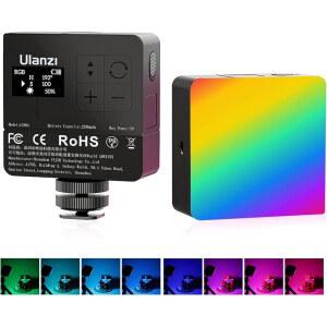 [미국배송] ULANZI VL49 PRO RGB 비디오 라이트 미니 충전식 LED 카메라 360 풀 컬러 휴대용 2500-9000K 디밍 가능 패널 램프 LCD 디스플레이 사진 조명 지원 마그네틱 어트랙션