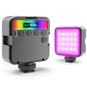[미국배송] 알톤 마그네틱 RGB LED 비디오 라이트 카메라 360 풀 컬러 휴대용 사진 조명 WHIT 3 콜드 슈 2000MAH 충전식 CRI 96+ /2500-9900K /13 장면 (블랙)