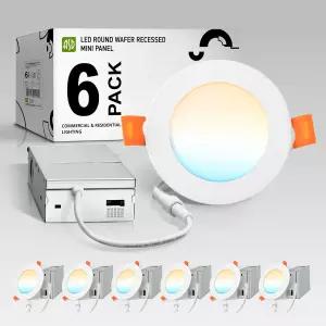 ASD 6팩 LED 오목 조명 4인치 9W 5CCT 2700K-5000K CRI90 IC 등급 초박형 조광 천장 박스 포함 캔리스