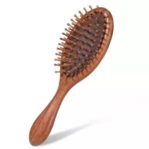 천연 나무 헤어 브러시 대나무 정전기 방지 마사지 두피 엉킴 미니 포켓 여행 모든 모발 관리 및 곱슬거림