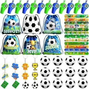 FINDRICH 60PCS 축구 파티 추천 남학생용 구디 가방 13 x 11 인치 드로스트링 슬랩 팔찌 열쇠고리 생일