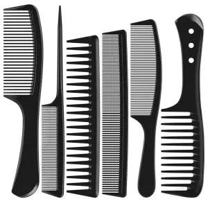 콜라비아 6 PCS 헤어 빗 세트 블랙 내구성이 뛰어난 넓고 고운 이빨 쥐꼬리 이발사 젖은 곱슬 자연스러운