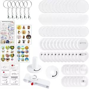 넥스트론 76Pcs 버튼 메이커 기계 핀 자석 및 열쇠고리 리필 팩 설치 무료 55mm+35mm DIY 프레스 키트 원형