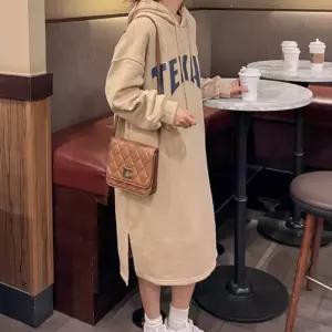 여성 겨울 기모 맥시 후드 롱 원피스 캐주얼 간절기