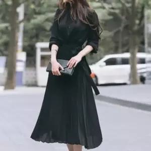 EAMT 여친 원피스 스커트 조거 봄가을 긴팔 슬림핏 쉬폰 EUNG3