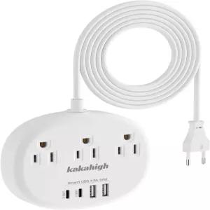 USB C가 있는 유럽 여행용 플러그 어댑터 3개의 AC 콘센트와 4개의 포트가 멀티 컨트리 대부분의 미국용