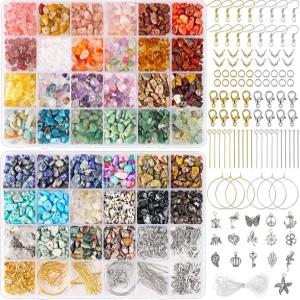 QUEFE 720pcs 크리스탈 칩 구슬 반지 제작 키트 40가지 색상 및 보석용 팔찌 귀걸이 용품 공예 선물