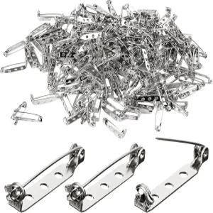 200개의 PCS 플랫 바 핀 20mm 3홀 실버 백 DIY 공예용 주얼리 제작용 배지 인시그니아 백팩 브로치